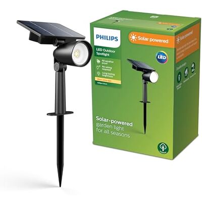 Philips Ashlyn sokkellamp met spies Solar buitenlamp Warm wit licht 2700K Zwart Schemersensor Zonne-energie Philips Ashlyn sokkellamp met spies Solar buitenlamp Warm wit licht 2700K Zwart Schemersensor Zonne-energie