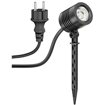 ledscom.de Petit projecteur de jardin LED avec piquet de terre TARL pour l'extérieur, IP65, fiche, noir, 4,3 W, 340lm, blanc chaud ledscom.de Petit projecteur de jardin LED avec piquet de terre TARL pour l'extérieur, IP65, fiche, noir, 4,3 W, 340lm, blanc chaud
