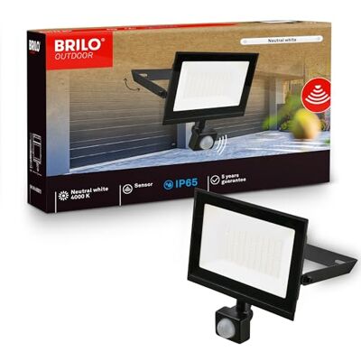 Briloner Spot LED extérieur avec détecteur de mouvement, blanc neutre, 50 W 4500 lm, orientable, IP65 résistant à la poussière et à l'eau, projecteur LED extérieur, pour jardin et garage, 17,5 x 21 Briloner Spot LED extérieur avec détecteur de mouvement, blanc neutre, 50 W 4500 lm, orientable, IP65 résistant à la poussière et à l'eau, projecteur LED extérieur, pour jardin et garage, 17,5 x 21