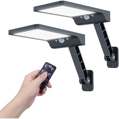 COLBOR Lot de 2 lampadaires solaires d'extérieur avec capteur de mouvement et 3 modes réglables IP65 COLBOR Lot de 2 lampadaires solaires d'extérieur avec capteur de mouvement et 3 modes réglables IP65