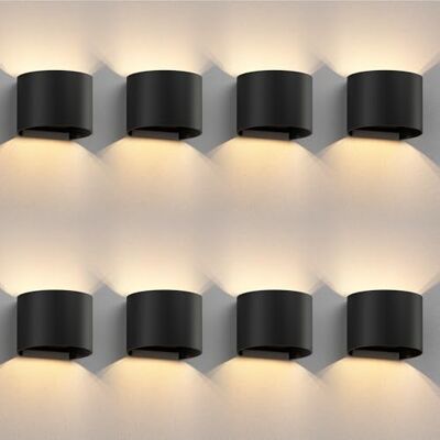 ledscom.de 8x Applique RUNEL pour l'extérieur, IP65, up/downlight, noir mat, ronde, 1x G9 max. 10W ledscom.de 8x Applique RUNEL pour l'extérieur, IP65, up/downlight, noir mat, ronde, 1x G9 max. 10W