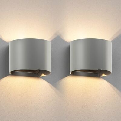 ledscom.de 2x Applique RUNEL pour l'extérieur, IP65, Up-/Downlight, gris mat, ronde, 1x G9 max. 10W ledscom.de 2x Applique RUNEL pour l'extérieur, IP65, Up-/Downlight, gris mat, ronde, 1x G9 max. 10W