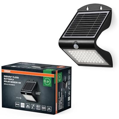 OSRAM Projecteur solaire ENDURA BUTTERFLY, noir, 4 W, 500 lm, détecteur de mouvement et de lumière, éclairage extérieur, batterie rechargeable, respectueux de l'environnement, longue durée de vie, OSRAM Projecteur solaire ENDURA BUTTERFLY, noir, 4 W, 500 lm, détecteur de mouvement et de lumière, éclairage extérieur, batterie rechargeable, respectueux de l'environnement, longue durée de vie,