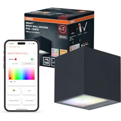 OSRAM SMART+ WiFi Brick Applique Murale LED Haut/Bas Gris SMART+ Wifi Brick Wall, Outdoor Wall Lights, Gris foncé, 25000 h, Pack de 1 OSRAM SMART+ WiFi Brick Applique Murale LED Haut/Bas Gris SMART+ Wifi Brick Wall, Outdoor Wall Lights, Gris foncé, 25000 h, Pack de 1
