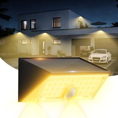 Smiling Shark WL-06L Lampes solaires d'extérieur avec détecteur de mouvement, double fonction, applique murale LED solaire, 4 modes, IP65, étanche, super lumineuse, blanc chaud, pour jardin, terrasse Smiling Shark WL-06L Lampes solaires d'extérieur avec détecteur de mouvement, double fonction, applique murale LED solaire, 4 modes, IP65, étanche, super lumineuse, blanc chaud, pour jardin, terrasse