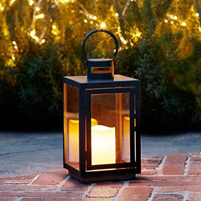Lights4fun Lanterne Noire en Métal avec Bougie LED pour Jardin à Piles, 30cm Lights4fun Lanterne Noire en Métal avec Bougie LED pour Jardin à Piles, 30cm
