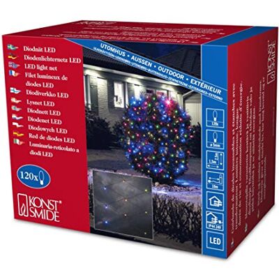 Konstsmide 3751-500 Filet Lumineux 120 LED Multicolores + Câble Noir 24 V Konstsmide 3751-500 Filet Lumineux 120 LED Multicolores + Câble Noir 24 V