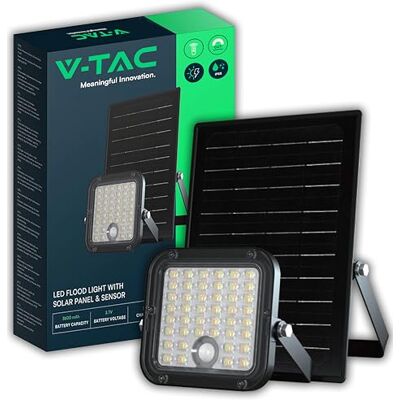 V-TAC Spot LED d'extérieur avec panneau solaire 4,5 W – 1 500 lumens – doté d'un capteur de mouvement et d'une télécommande – IP65 – Batterie 3 600 mAh – Petit projecteur pour maison, jardin, garage – V-TAC Spot LED d'extérieur avec panneau solaire 4,5 W – 1 500 lumens – doté d'un capteur de mouvement et d'une télécommande – IP65 – Batterie 3 600 mAh – Petit projecteur pour maison, jardin, garage –