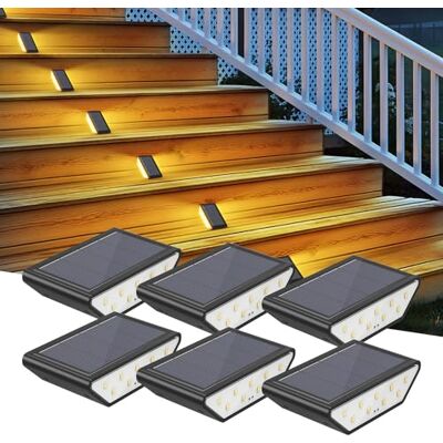 Smiling Shark Lot de 6 lampes solaires pour extérieur, éclairage d'escalier, éclairage extérieur blanc chaud, éclairage des deux côtés, IP65, étanche, pour jardin, terrasse, allée Smiling Shark Lot de 6 lampes solaires pour extérieur, éclairage d'escalier, éclairage extérieur blanc chaud, éclairage des deux côtés, IP65, étanche, pour jardin, terrasse, allée