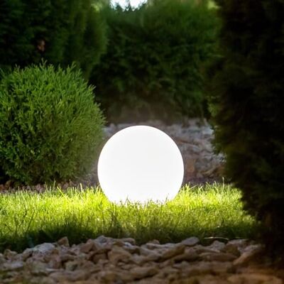 BEPER P207ILO225 Lampe solaire sphérique LED RVB, lumière blanche et multicolore avec capteur crépusculaire, étanchéité IP44, rechargeable à l'énergie solaire avec piquet extérieur, diamètre 25 cm BEPER P207ILO225 Lampe solaire sphérique LED RVB, lumière blanche et multicolore avec capteur crépusculaire, étanchéité IP44, rechargeable à l'énergie solaire avec piquet extérieur, diamètre 25 cm