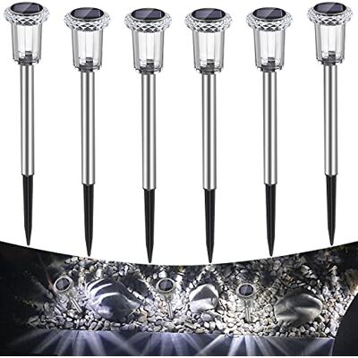 Auting Lot de 6 lampes solaires d'extérieur, Blanc froid, Étanche IP65, Sans fil, Pour jardin, balcon, allée, chemin, arbres, pelouse, arbustes Auting Lot de 6 lampes solaires d'extérieur, Blanc froid, Étanche IP65, Sans fil, Pour jardin, balcon, allée, chemin, arbres, pelouse, arbustes