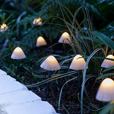 Lights4fun 12 Balises Solaires Champignons à LED Blanc Chaud Lights4fun 12 Balises Solaires Champignons à LED Blanc Chaud