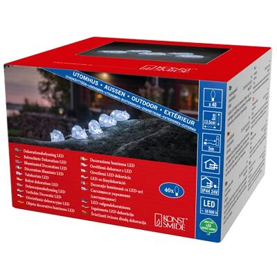 Konstsmide Décoration de Noël pour l'extérieur/LED acrylique décoration extérieure éclairage cinq souris blanches/éclairage extérieur (IP44) / 40 LED blanc glacé / 6 cm/câble transparent Konstsmide Décoration de Noël pour l'extérieur/LED acrylique décoration extérieure éclairage cinq souris blanches/éclairage extérieur (IP44) / 40 LED blanc glacé / 6 cm/câble transparent