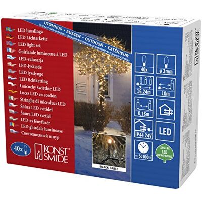 Konstsmide Guirlande lumineuse micro LED 40 diodes ambrées 24 V transformateur extérieur câble noir 3610-800 Konstsmide Guirlande lumineuse micro LED 40 diodes ambrées 24 V transformateur extérieur câble noir 3610-800