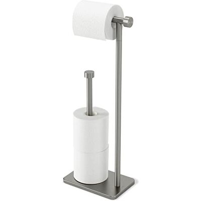 Umbra Cappa Porte-rouleau de papier toilette sur pied avec rangement pour rouleaux de rechange, nickel Umbra Cappa Porte-rouleau de papier toilette sur pied avec rangement pour rouleaux de rechange, nickel