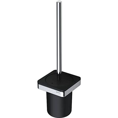 Geesa Frame Brosse WC en laiton, couleur : noir/chrome, hygiénique grâce au couvercle intégré et à l'insert en plastique amovible, 108 x 385 x 108 mm Geesa Frame Brosse WC en laiton, couleur : noir/chrome, hygiénique grâce au couvercle intégré et à l'insert en plastique amovible, 108 x 385 x 108 mm