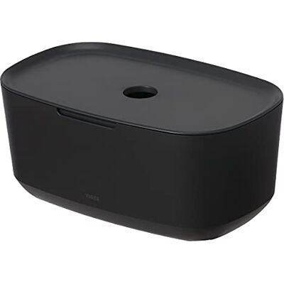 Tiger Tess Boîte de rangement avec couvercle, organiseur pour salle de bain, cuisine, etc., pour plus d'ordre dans la salle de bain et les toilettes d'invités, plastique, couleur : noir/anthracite, l Tiger Tess Boîte de rangement avec couvercle, organiseur pour salle de bain, cuisine, etc., pour plus d'ordre dans la salle de bain et les toilettes d'invités, plastique, couleur : noir/anthracite, l