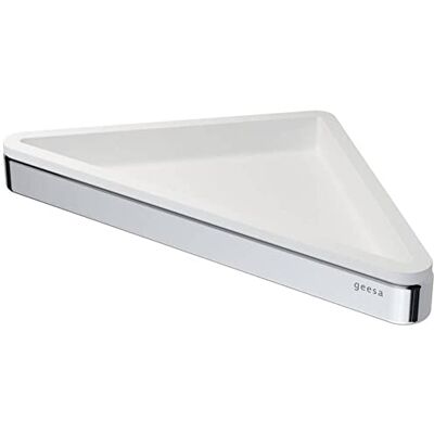 Geesa Frame Étagère d'angle de douche en laiton/plastique Blanc/chromé 230 x 25 x 170 mm Geesa Frame Étagère d'angle de douche en laiton/plastique Blanc/chromé 230 x 25 x 170 mm