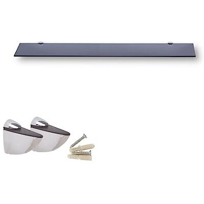 Euro Tische Étagère murale en verre noir de 80 cm Étagère de salle de bain en verre Vitre en verre de sécurité ESG de 6 mm Étagère murale noire montée sur supports métalliques Étagère murale Euro Tische Étagère murale en verre noir de 80 cm Étagère de salle de bain en verre Vitre en verre de sécurité ESG de 6 mm Étagère murale noire montée sur supports métalliques Étagère murale