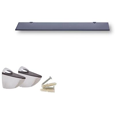 Euro Tische HOOZ Étagère en verre de sécurité avec support Noir 60 x 13 x 0,6 cm Euro Tische HOOZ Étagère en verre de sécurité avec support Noir 60 x 13 x 0,6 cm