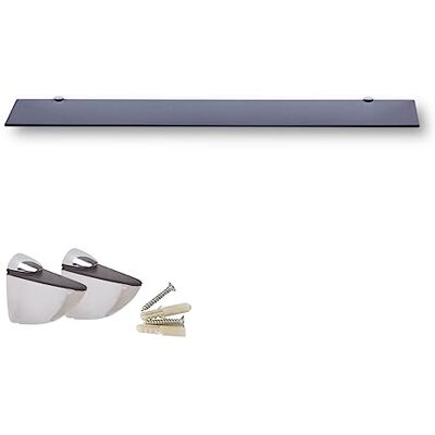 Euro Tische Étagère murale en verre 100cm, étagère en verre pour salle de bain, étagère de douche en verre noir avec verre de sécurité trempé de 6mm et supports métalliques (Noir) Euro Tische Étagère murale en verre 100cm, étagère en verre pour salle de bain, étagère de douche en verre noir avec verre de sécurité trempé de 6mm et supports métalliques (Noir)