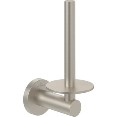 Villeroy & Boch Elements Tender Porte-rouleau de papier toilette de rechange, pour montage mural, en zinc, rond, nickel brossé mat Villeroy & Boch Elements Tender Porte-rouleau de papier toilette de rechange, pour montage mural, en zinc, rond, nickel brossé mat