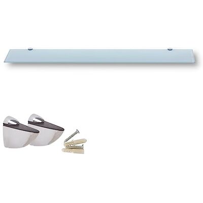 Euro Tische Étagère murale , verre blanc 90 cm, salle de bain, tailles variées, verre de sécurité ESG 6 mm, supports métal Euro Tische Étagère murale , verre blanc 90 cm, salle de bain, tailles variées, verre de sécurité ESG 6 mm, supports métal