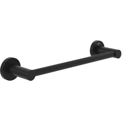 Villeroy & Boch Elements Tender Porte-serviettes de salle de bain, pour montage mural, en zinc, rond, longueur 366 mm, noir mat Villeroy & Boch Elements Tender Porte-serviettes de salle de bain, pour montage mural, en zinc, rond, longueur 366 mm, noir mat