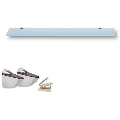 Euro Tische Étagère murale en verre blanc 80 cm pour salle de bain verre de sécurité ESG 6 mm supports en métal Euro Tische Étagère murale en verre blanc 80 cm pour salle de bain verre de sécurité ESG 6 mm supports en métal