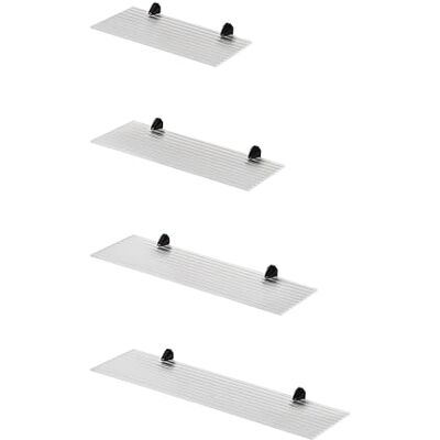 Euro Tische Étagère murale en verre transparent striée de 50 cm pour salle de bain, étagère de douche en verre de sécurité ESG de 6 mm et supports en métal Euro Tische Étagère murale en verre transparent striée de 50 cm pour salle de bain, étagère de douche en verre de sécurité ESG de 6 mm et supports en métal