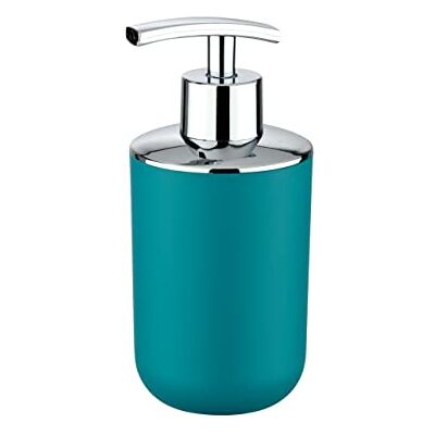 WENKO Distributeur Savon Liquide, Porte Savon Liquide, Brasil, Turquoise, PET incassable, 320 ml, 7.3 x 16.5 x 9 cm WENKO Distributeur Savon Liquide, Porte Savon Liquide, Brasil, Turquoise, PET incassable, 320 ml, 7.3 x 16.5 x 9 cm