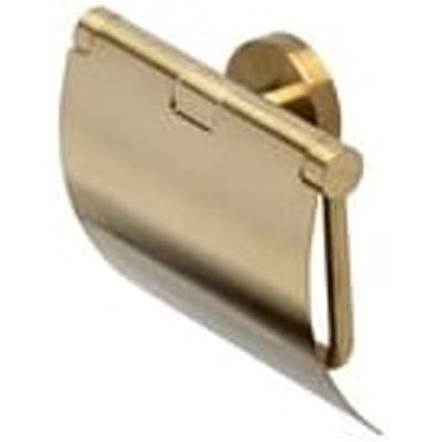 Geesa Nemox Porte-rouleau de papier toilette avec couvercle en acier inoxydable Doré brossé 128 x 127 x 51 mm Geesa Nemox Porte-rouleau de papier toilette avec couvercle en acier inoxydable Doré brossé 128 x 127 x 51 mm