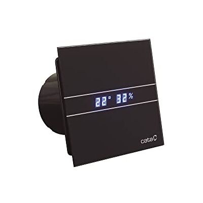 CATA E-100 MTH BK Extracteur d'Air Pour Salle de Bain Série E MT Hygro Façade en Verre Noir Avec Minuteur et Détecteur d'Humidité Classe Énergétique B 15 cm de Large CATA E-100 MTH BK Extracteur d'Air Pour Salle de Bain Série E MT Hygro Façade en Verre Noir Avec Minuteur et Détecteur d'Humidité Classe Énergétique B 15 cm de Large