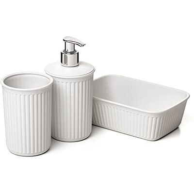TATAY Ensemble Baobab de Trois Accessoires à Poser, Référence 6391301 Gobelet de Bain Distributeur de Savon Organiseur Format A6 Plastique sans BPA Collection Baobab, Blanc Pergamon TATAY Ensemble Baobab de Trois Accessoires à Poser, Référence 6391301 Gobelet de Bain Distributeur de Savon Organiseur Format A6 Plastique sans BPA Collection Baobab, Blanc Pergamon