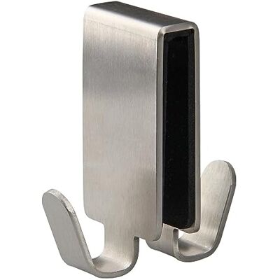 Fackelmann 61238 Crochet double en inox à vitre, Crochet double pour paroi de douche, Acier inoxydable, 7,5x7cm Fackelmann 61238 Crochet double en inox à vitre, Crochet double pour paroi de douche, Acier inoxydable, 7,5x7cm
