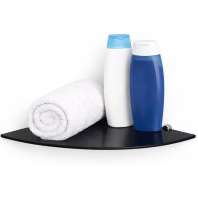 Euro Tische Étagère d'angle en verre 45 x 45 cm Étagère murale pour salle de bain Étagère de douche en verre de sécurité ESG de 6 mm Différentes tailles (noir) Euro Tische Étagère d'angle en verre 45 x 45 cm Étagère murale pour salle de bain Étagère de douche en verre de sécurité ESG de 6 mm Différentes tailles (noir)