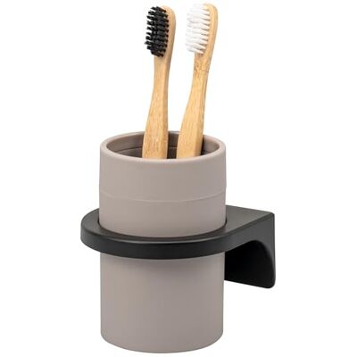bremermann Savona Gobelet pour brosse à dents avec surface douce au toucher, porte-gobelet rond avec support mural à coller ou percer, porte-brosse à dents en plastique (taupe) bremermann Savona Gobelet pour brosse à dents avec surface douce au toucher, porte-gobelet rond avec support mural à coller ou percer, porte-brosse à dents en plastique (taupe)