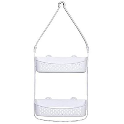 axentia Étagère de douche suspendue en plastique Blanc Grand format axentia Étagère de douche suspendue en plastique Blanc Grand format