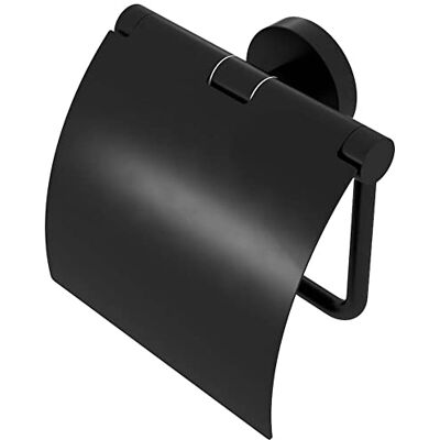 Geesa Nemox Porte-rouleau de papier toilette avec couvercle en acier inoxydable Noir 128 x 127 x 51 mm Geesa Nemox Porte-rouleau de papier toilette avec couvercle en acier inoxydable Noir 128 x 127 x 51 mm