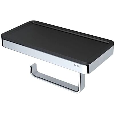 Geesa Frame Porte-papier toilette avec étagère en laiton/plastique Noir/chromé 210 x 105 x 108 mm Geesa Frame Porte-papier toilette avec étagère en laiton/plastique Noir/chromé 210 x 105 x 108 mm