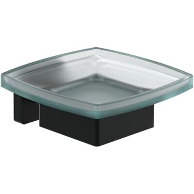 Villeroy & Boch Elements Striking Porte-savon pour montage mural en verre satiné avec support en laiton, carré, noir mat Villeroy & Boch Elements Striking Porte-savon pour montage mural en verre satiné avec support en laiton, carré, noir mat