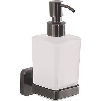 Distributeur Gedy Tonga - Gun Metal - Acier inoxydable - Verre satiné - 220ml - 10 ans Distributeur Gedy Tonga - Gun Metal - Acier inoxydable - Verre satiné - 220ml - 10 ans
