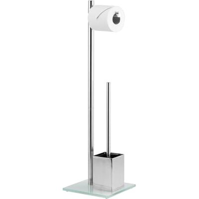 bremermann Support de WC en acier inoxydable avec verre de sécurité (blanc) bremermann Support de WC en acier inoxydable avec verre de sécurité (blanc)