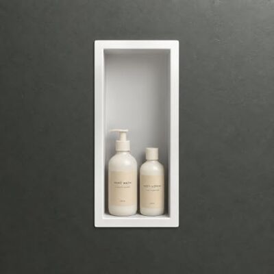 Mai & Mai Niche de douche encastrable 30 x 15 x 8,3 cm Blanc, acier inoxydable, étagère murale pour salle de bain Mai & Mai Niche de douche encastrable 30 x 15 x 8,3 cm Blanc, acier inoxydable, étagère murale pour salle de bain