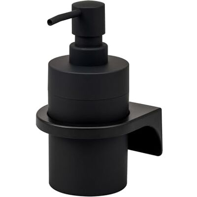 bremermann Savona Distributeur de savon rond avec surface douce au toucher, distributeur de savon liquide avec support mural à coller ou à percer, en plastique (noir) bremermann Savona Distributeur de savon rond avec surface douce au toucher, distributeur de savon liquide avec support mural à coller ou à percer, en plastique (noir)