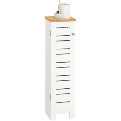 SoBuy BZR85-W Porte-rouleaux de papier toilette autonome Armoire de rangement pour papier toilette Armoire de salle de bain Armoire latérale Meuble de salle de bain Blanc/naturel env. 20 x 75 x 18 cm SoBuy BZR85-W Porte-rouleaux de papier toilette autonome Armoire de rangement pour papier toilette Armoire de salle de bain Armoire latérale Meuble de salle de bain Blanc/naturel env. 20 x 75 x 18 cm