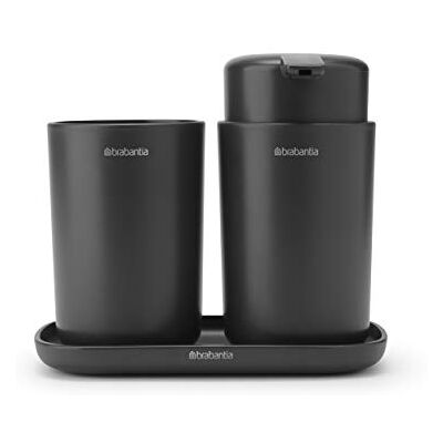 Brabantia Accessoires de Salle de Bains, Kit de 3, Collection Renew Dark Grey Brabantia Accessoires de Salle de Bains, Kit de 3, Collection Renew Dark Grey