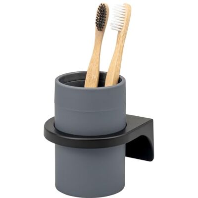 bremermann Savona Gobelet pour brosse à dents avec surface douce au toucher, porte-gobelet rond avec support mural à coller ou percer, porte-brosse à dents en plastique (gris) bremermann Savona Gobelet pour brosse à dents avec surface douce au toucher, porte-gobelet rond avec support mural à coller ou percer, porte-brosse à dents en plastique (gris)