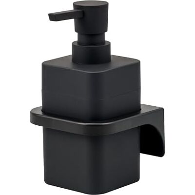 bremermann Savona Distributeur de savon liquide carré avec surface douce au toucher, avec support mural à coller ou à percer, en plastique (noir) bremermann Savona Distributeur de savon liquide carré avec surface douce au toucher, avec support mural à coller ou à percer, en plastique (noir)