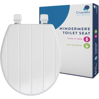 Croydex Windermere Abattant de toilette en bois – Plus de mouvements avec charnières antidérapantes, charnières réglables, s'adapte à toutes les toilettes standard, fixation par le bas, bois durable Croydex Windermere Abattant de toilette en bois – Plus de mouvements avec charnières antidérapantes, charnières réglables, s'adapte à toutes les toilettes standard, fixation par le bas, bois durable